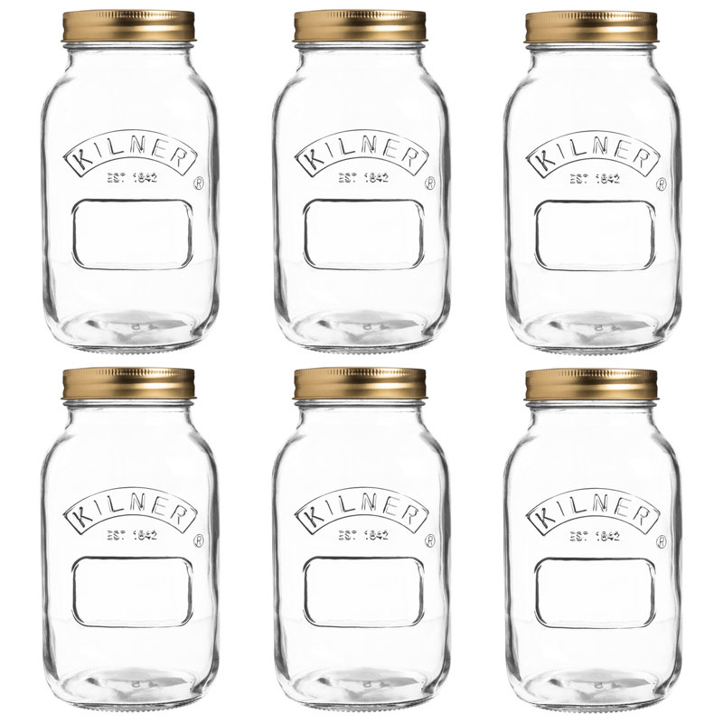 Glass Jar - Set of 6, 7.01" H x 3.60" W x 7.01" D