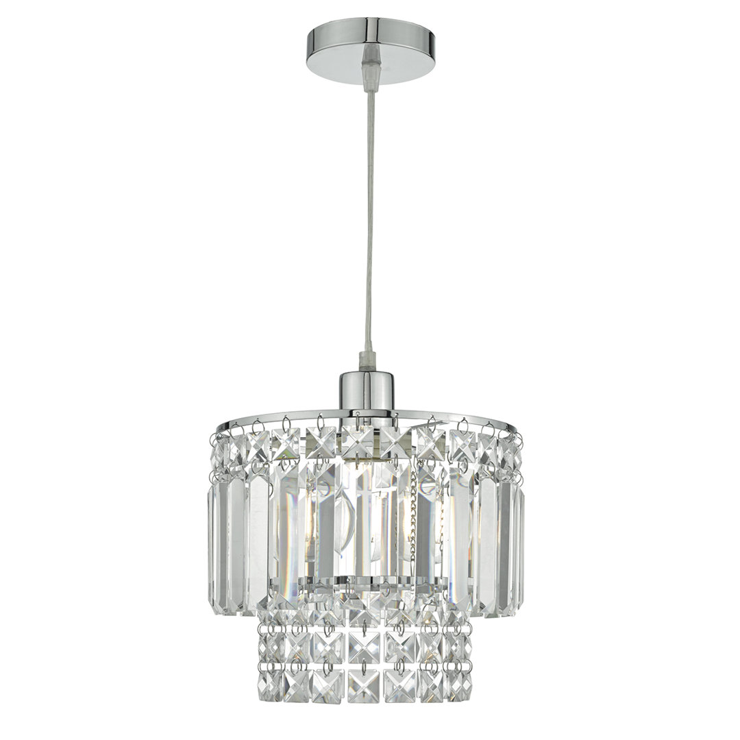 22cm Crystal and Acrylic Drum Pendant Shade