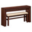 Ensemble de table de bar cannelée en bois massif avec tabourets rembourrés en tissu, ensemble de salle à manger à hauteur de comptoir pour 2 personnes