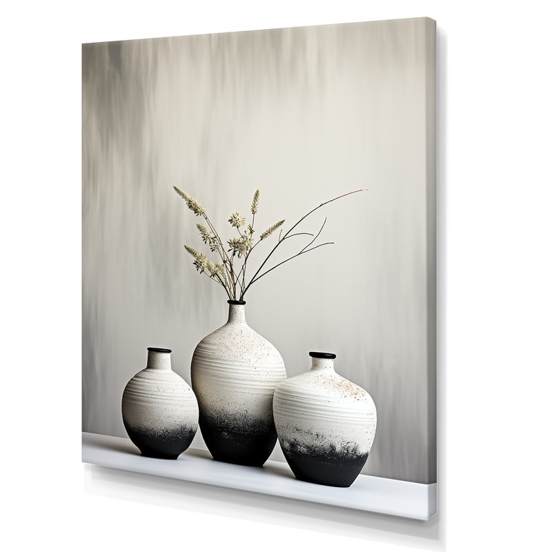 Céramique moderne, poterie 1 - décoration murale bohème, Toile tendue, H 32 po x l 16 po x P 1 po