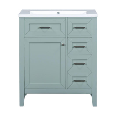30" Bathroom Vanity With Sink Combo, Green Bathroom Cabinet With Drawers, Solid Frame And MDF Board (Old Sku:N725S999222F)