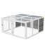 Gris, cage extérieure en bois avec intérieur confortable pour plusieurs cages à lapins, plateau pliable de cochon d'Inde et espace généreux
