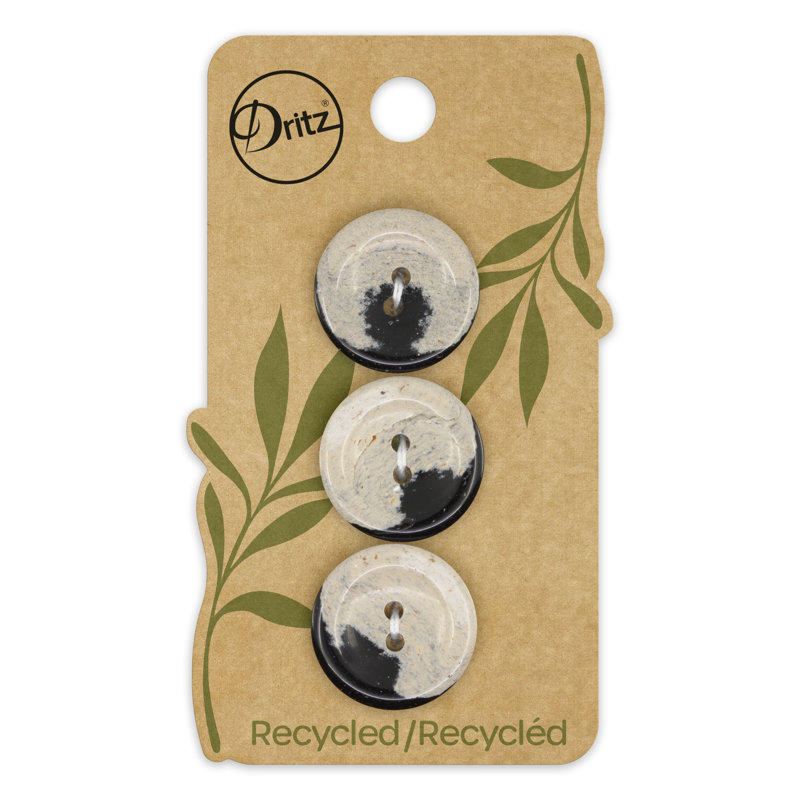 Dritz Recycled Hemp Round Button, 20mm, Multicolor, 9 Buttons