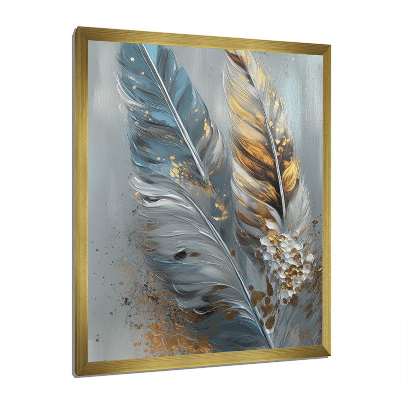 «Gwyndolin Gold Feather Wanderlust I - Glam Feather», reproduction d'art sur toile encadrée, H 20 po x l 12 po x P 1 po