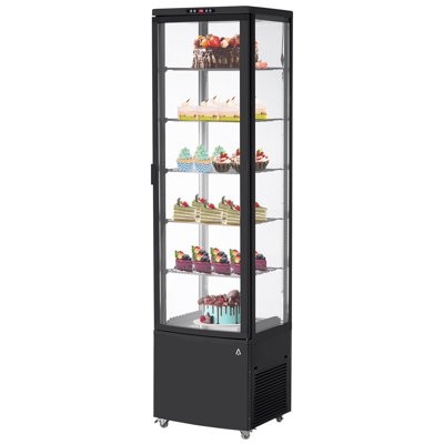 Black 10.5 Cu.ft Air-Cooled Commercial Refrigerated Display Case, Double Glass Door with Digital Controller for Bakeries and Restaurants