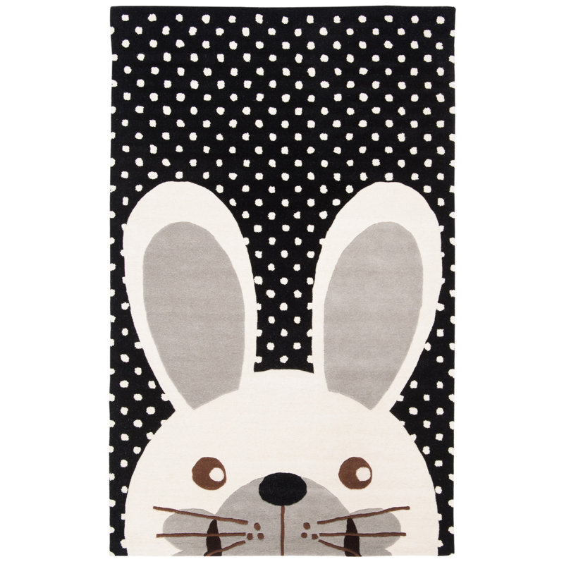 Cumby Kids Hand Tufted Wool Rug, Black/Ivory, Rectangle 4' x 6'