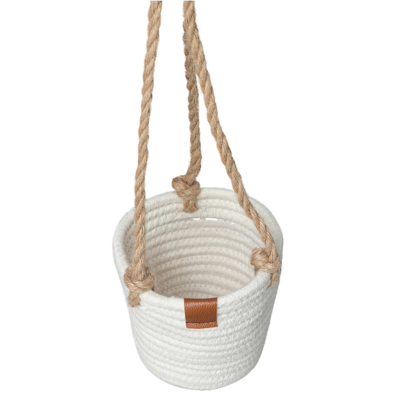 Pot à fleurs suspendu en corde de coton Prosser, H 22,5 po x l 5,25 po x P 5,25 po