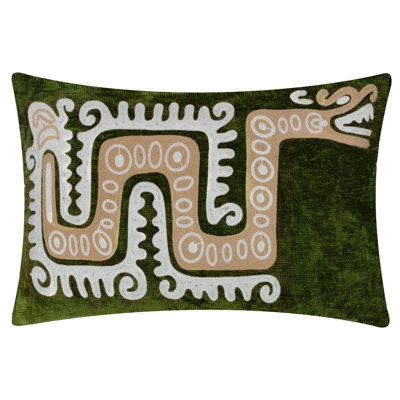 Emerado Abstract Green Rectangular Cushion