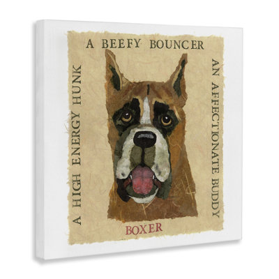 Fun Boxer Pet Phrases Canvas Wall Art by Nancy Overton