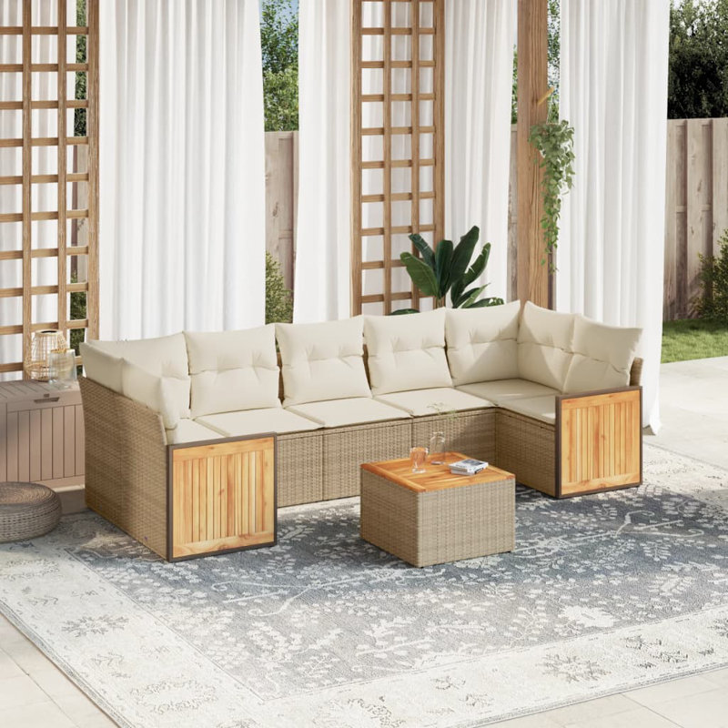 Ensemble de canapé de jardin Vidaxl, Beige, Blanc