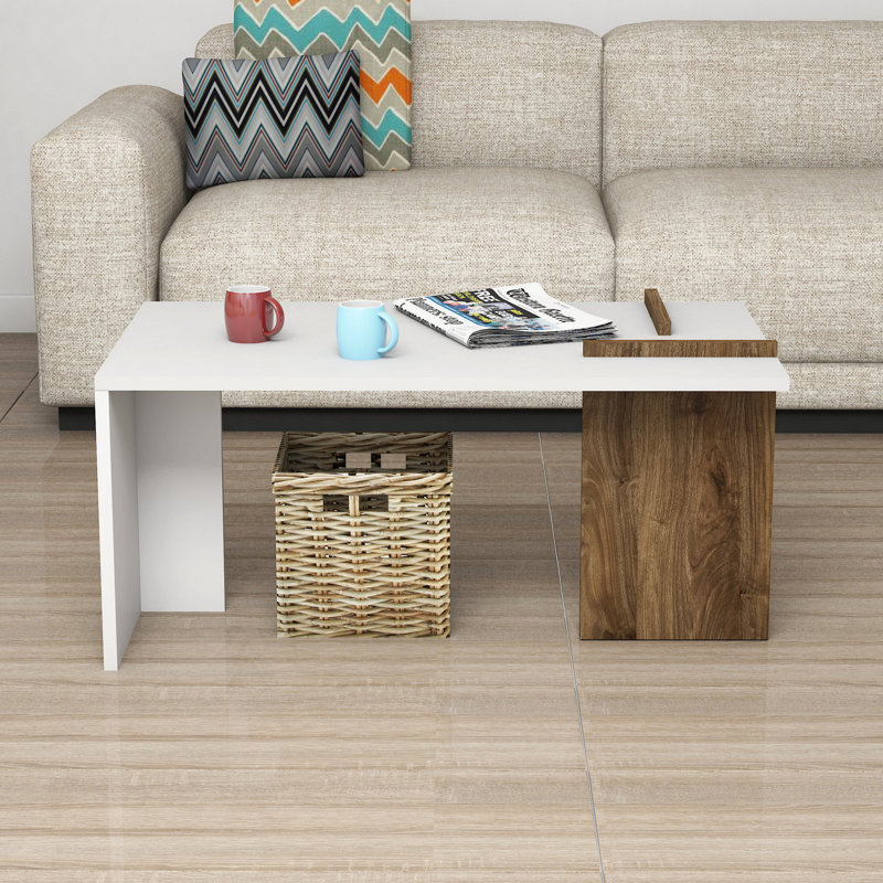 Table basse Dhyey, Blanc / Noyer
