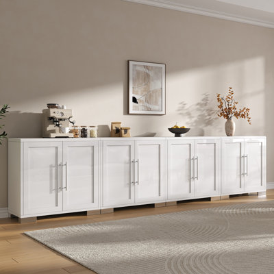 Bhhatu 126'' W 8 - Door Storage Cabinet with Adjustable Shelves, White