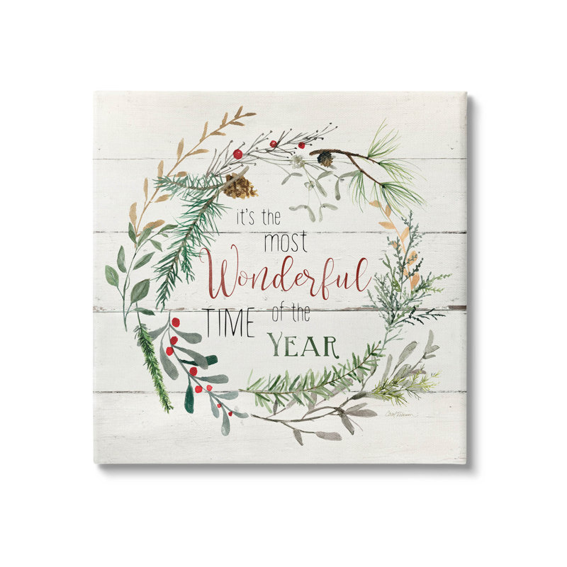 «Most Wonderful Time Of Year Wreath» par Carol Robinson, H 17 po x l 17 po x P 1,5 po