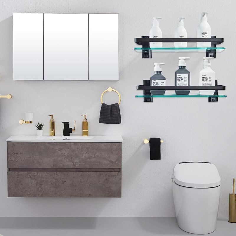 Kinsleigh 3 Piece Floating Shelf, Black