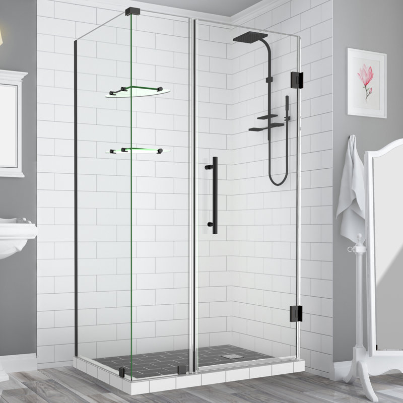 Bromley GS Frameless Matte Black Hinged Corner Shower Enclosure