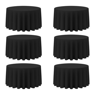 Ensemble de 6 nappes rondes noires 120 po