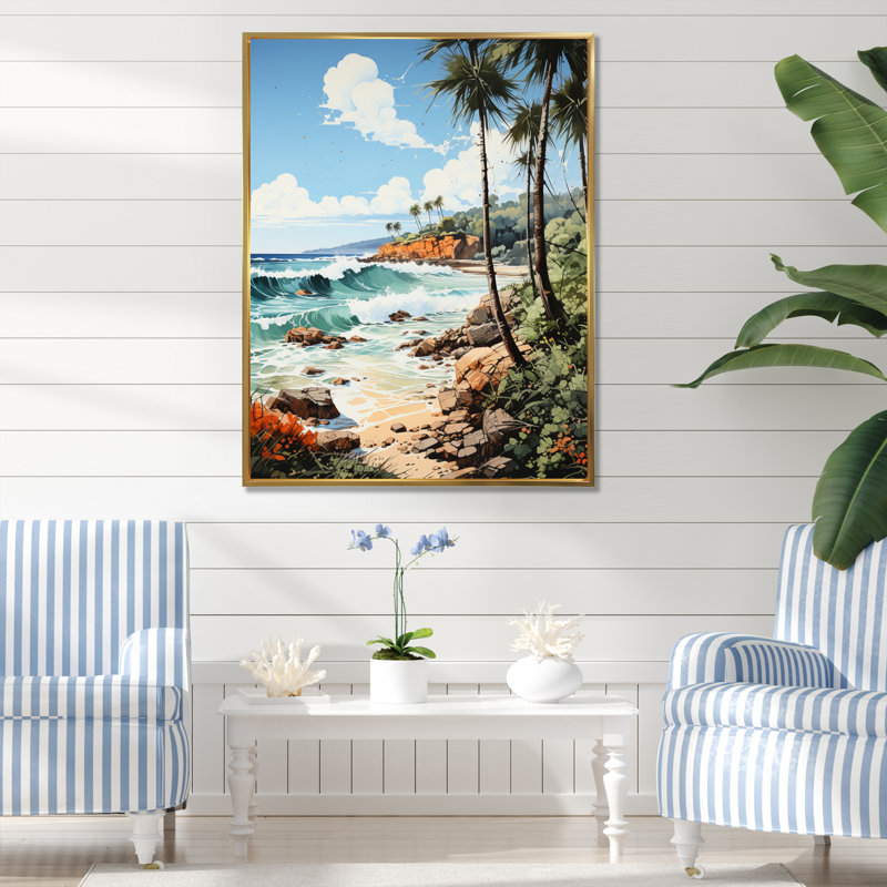 Beach Photo Tropical Vibes XXVII - Nautique et plage, reproductions d'art mural, L 12 po x H 20 po, Cadre flottant doré