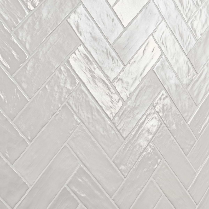 Montauk 2x8 Mixed Finish Ceramic Tile, Gin White