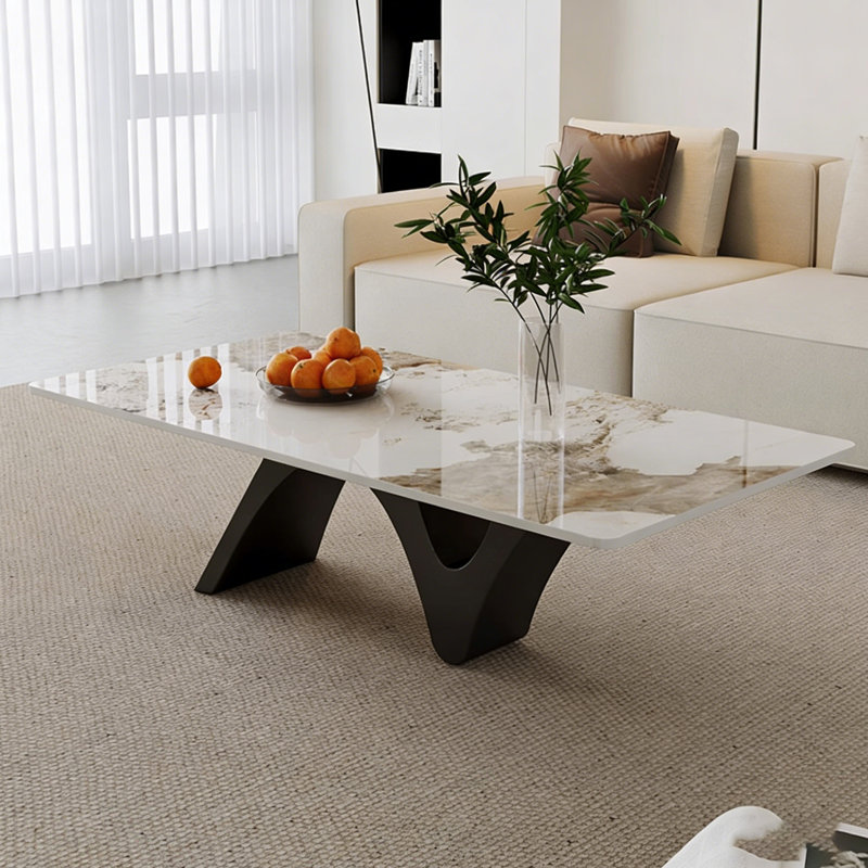 Table basse Modern, H 15,74 po x L 47,24 po x l 23,62 po, Blanc/taupe, Noir