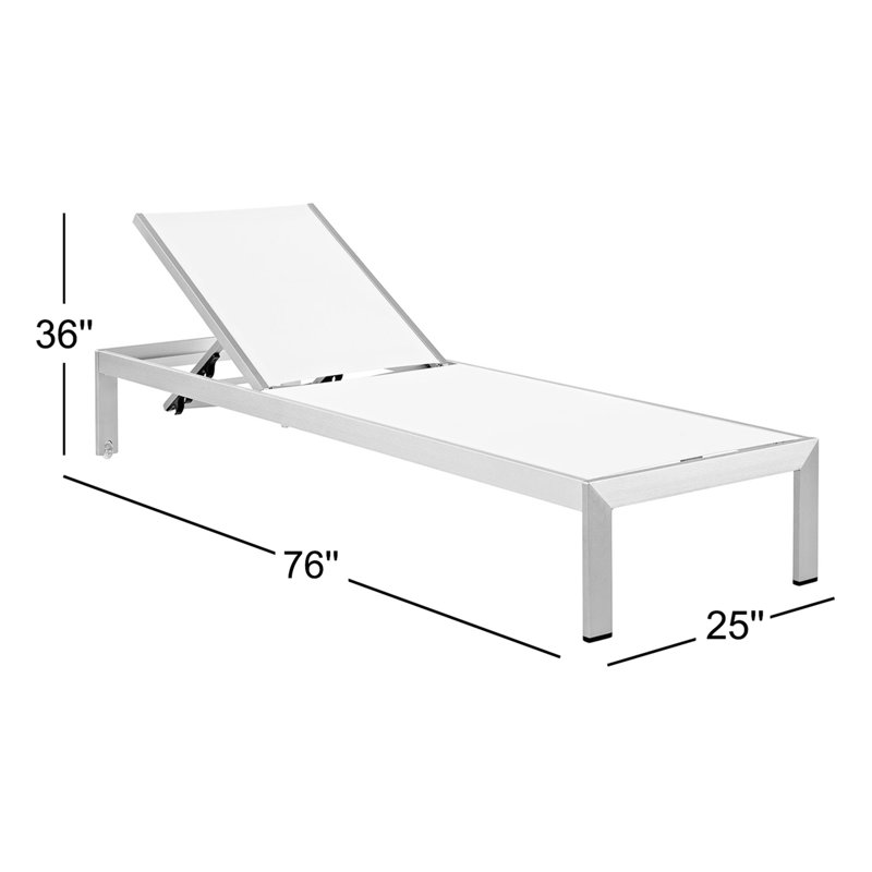 Shore Silver Gray Aluminum Mesh Adjustable Outdoor Chaise Lounger