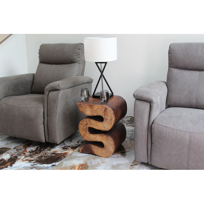 Harison Solid Wood End Table, Dark Brown Wood, 20" H x 14" W x 14" D