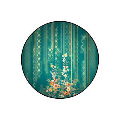 Green Ethnic Patterned Floral Detailed Woven Base Modern Decorative Carpet