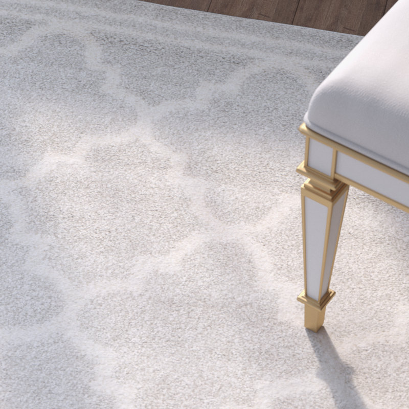 Tapis géométrique Ammundsen, Rectangle 9 pi x 12 pi, Gris clair/beige