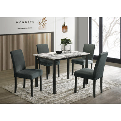 5Pc Dining Set Kitchen Dinette Cushions Upholstered 4X Chairs Dining Room