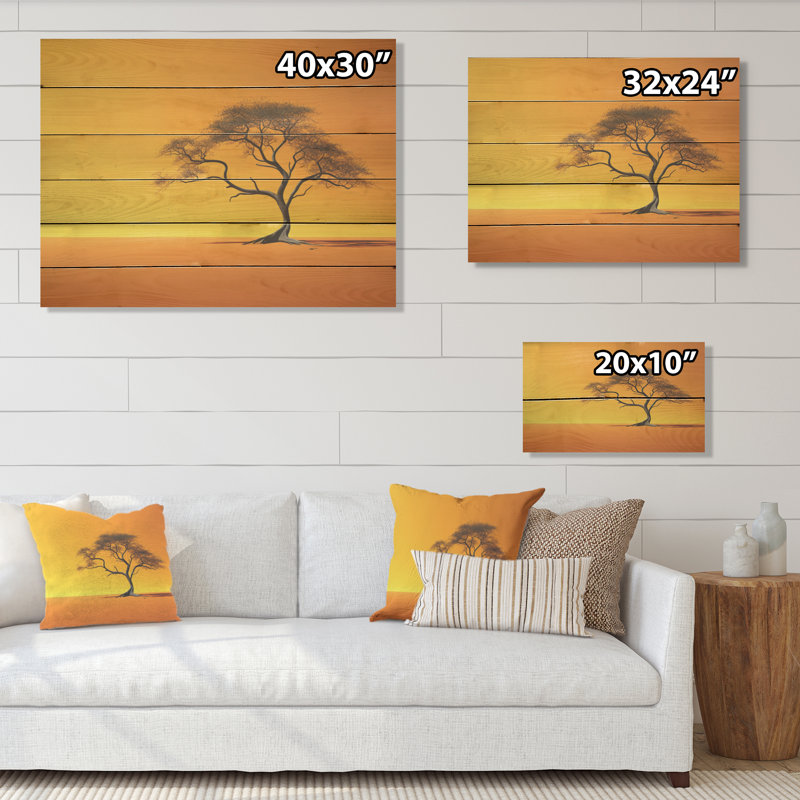 Arbre africain Aura I - Art africain sur bois de pin naturel, H 10 po x l 20 po