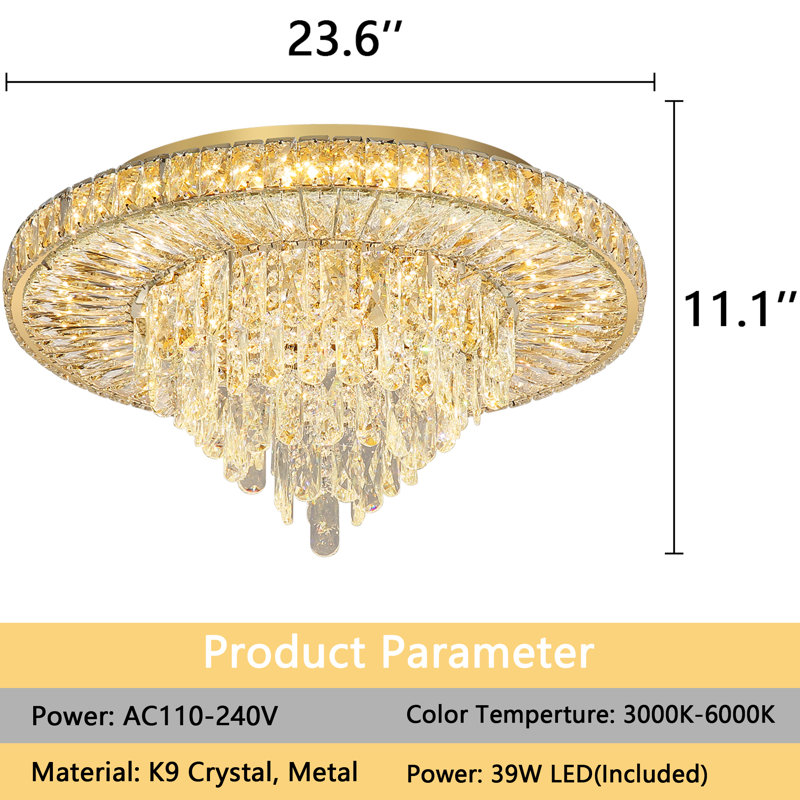 Lustre en cristal Glam, Doré