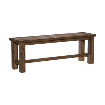 Banc de salle à manger classique en bois d'hévéa massif brun bruni