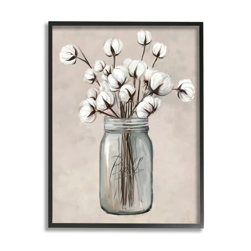 Vase en coton fleur Ziwei Li, Giclée encadrée noir minuit, H 14 po x l 11 po x P 1,5 po