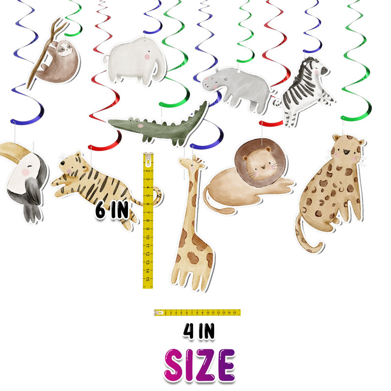 10 Pcs Jungle Animals Doodle Theme Streamers