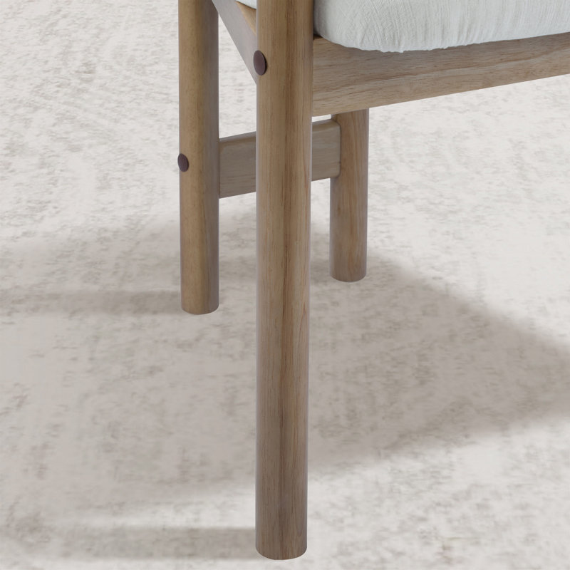 Ensemble de 2 chaises de salle à manger rembourrées, Bois naturel, Blanc
