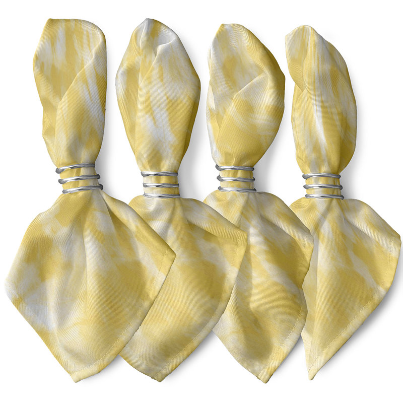 Leviner Polyester Abstract Square Napkin, Yellow