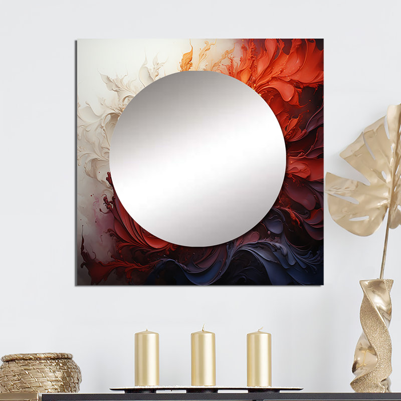Energetic Spiralscape II - Miroir carré à spirales abstraites pour décoration murale, 29 po x 29 po