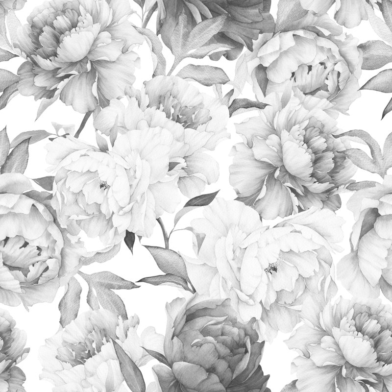 Murale 4 pièces Knightdale Peony, gris, L 16,67 po x l 25 po