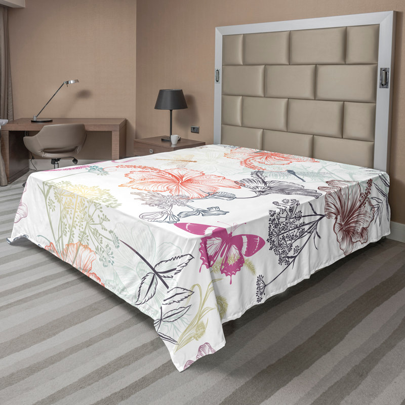 Multicolore Ambesonne, Drap plat pour très grand lit californien