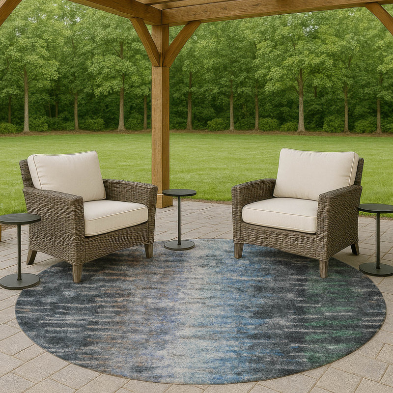 Machine Washable Indoor/Outdoor Bingel ACN2318 Casual Rug, Round 8'