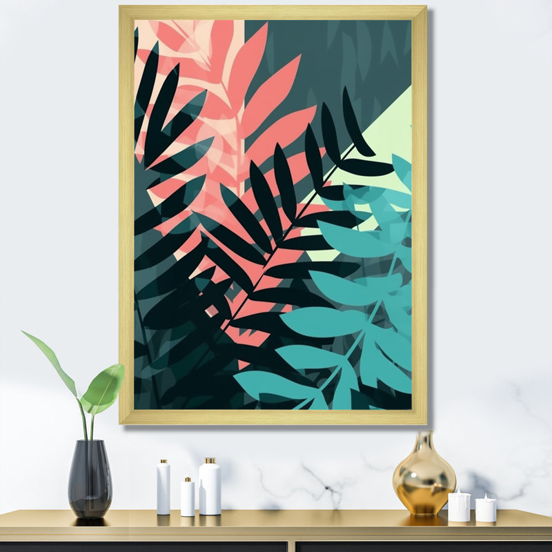 Garett Harmonious Ferns IV sur impression sur toile, H 32 po x l 16 po x P 1 po, Encadrement doré