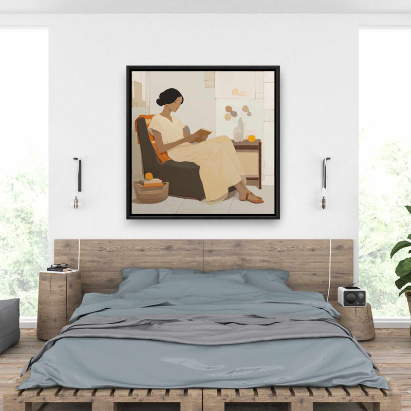 Enjoyment - White Figurative Framed Canvas for Home Decor