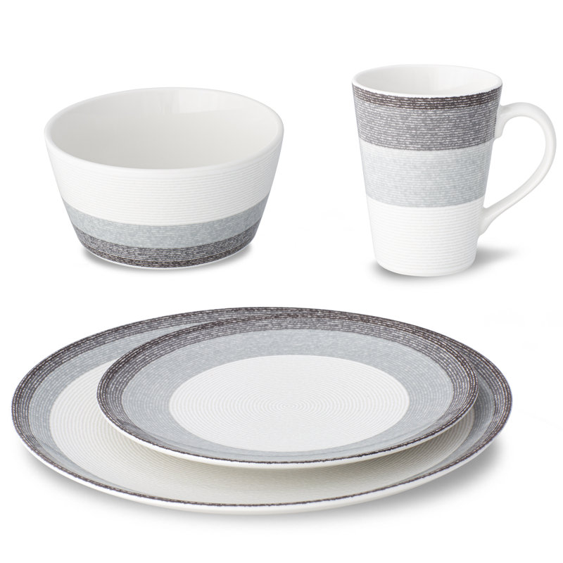 Noritake Colorscapes Layers Coupe 4-Piece Place Setting, Service for 1, Charcoal