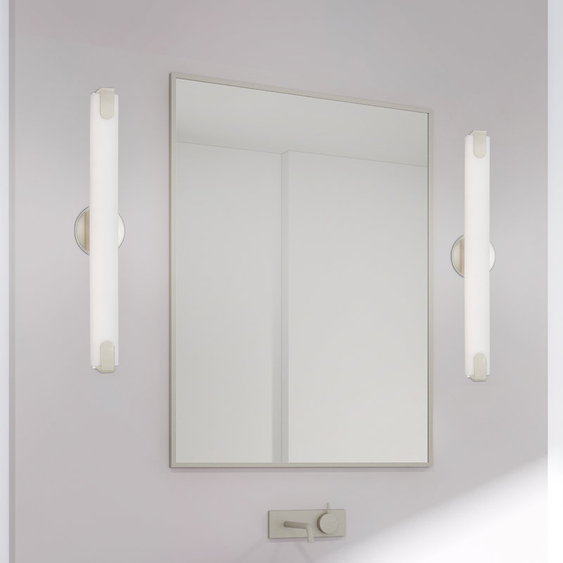 Applique murale de salle de bain 1 lumière DEL à intensité variable Brynlei, Nickel brossé, H 4,37 po x l 23,5 po x P 3,25 po
