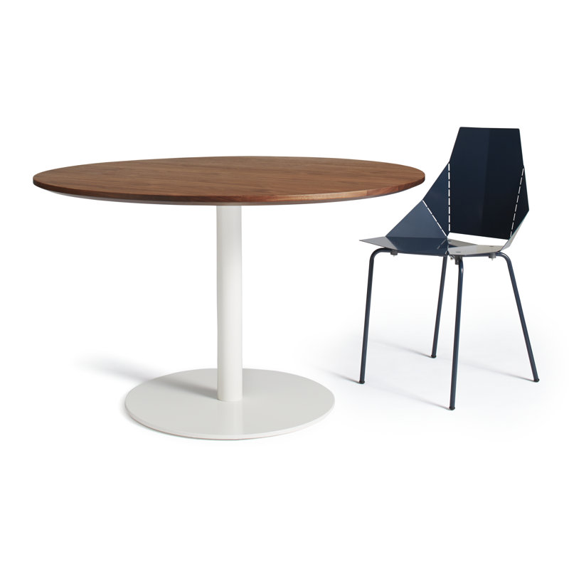 Easy Round Dining Table, 29" H x 48" W x 48" L, Walnut, Matte White