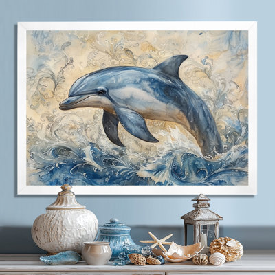 Dauphin majestueux, environnement océanique II, reproduction d'art mural dauphin