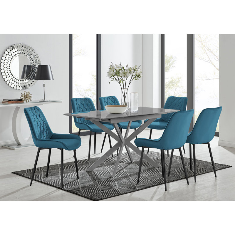 Dining Set, Blue, 6