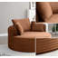 Chaise ronde, méridienne d'appoint moderne en velours côtelé à assise profonde et siège arrondi avec 3 coussins pour le bureau de la chambre à coucher, aucun assemblage requis-52074041