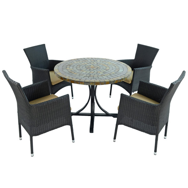 Rosalind Wheeler MONTEREY Mosaic Dining Table with 4 STOCKHOLM Chairs ...