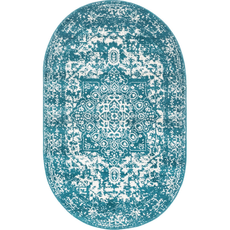 Oriental Area Rug, Oval 99 x 160cm