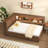 Full Size Wood Daybed With Storage Shelves, Usb, Led, And Trundle, Antique Wood Color
